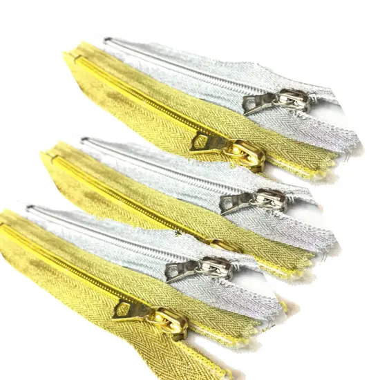 5MM 6 Inch Coil Pocket Zipper Closed Bottom Metallic Gold / Slvr {2}