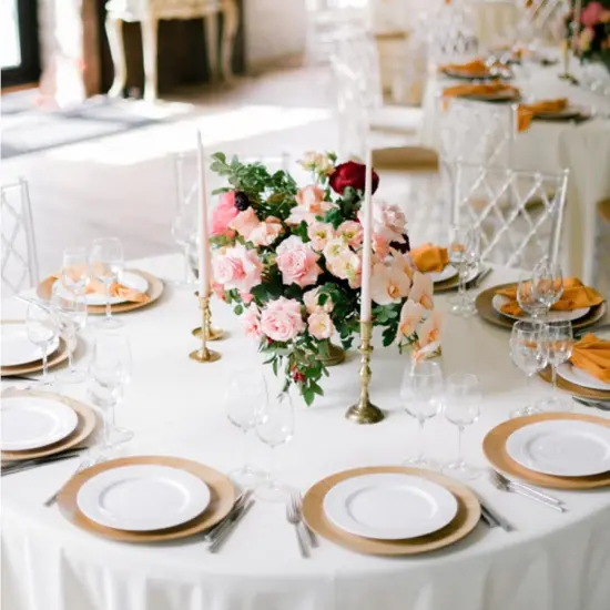 12 Pack Charger Plates, 13Inch Gold Dinner Under Plates, Plastic Round Charger Service Base Plates, Reusable Beaded Server Ware Serving Trays for Wedding, Christmas Dinner Table {4}