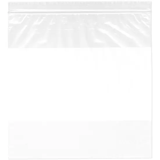 Plymor 12" x 12", 2 Mil with White-Block Zipper Reclosable Plastic Bags {1}