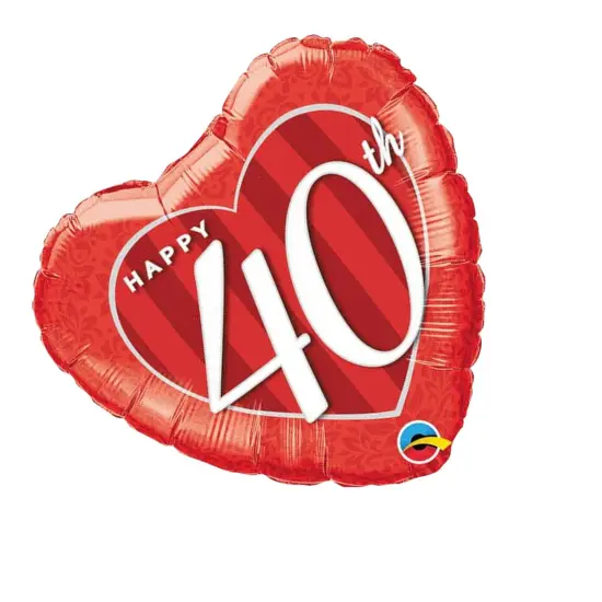 Happy 40th Damask Heart 18 Inch Foil Mylar Balloon {2}