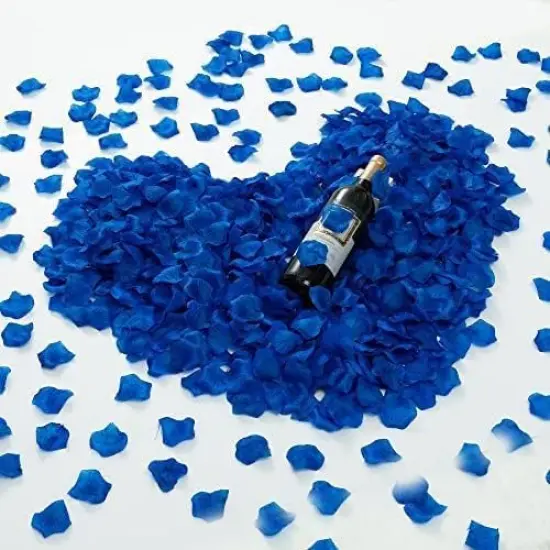 Deep Blue Rose Flower Petals,2500 Pcs Fake Royal Blue Rose Petals for Romantic Night for Him Set,2.3'' Rose Petals for Decorations {2}