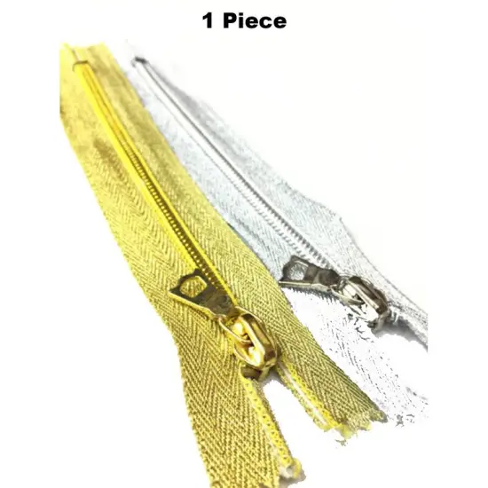 5MM 6 Inch Coil Pocket Zipper Closed Bottom Metallic Gold / Slvr {1}