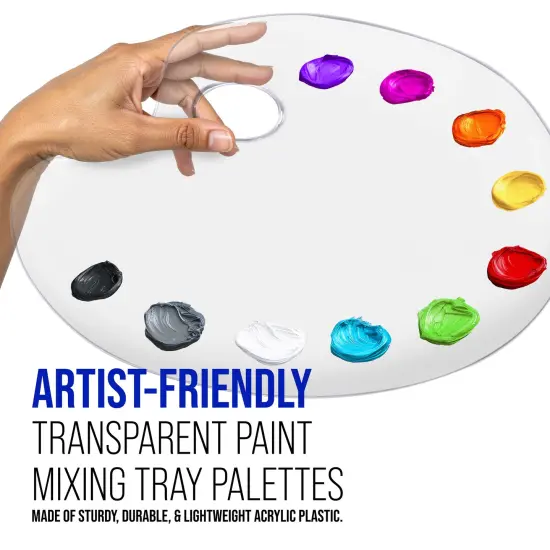 U.S. Art Supply 9.5" x 13.8" Clear Oval-Shaped Acrylic Painting Palette - Transparent Plastic Artist Paint Color Mixing Tray - Non-Stick, Easy Clean {3}