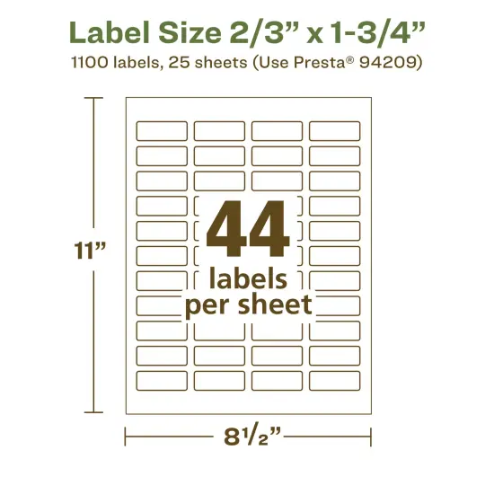 Avery Recycled Matte White Labels,2/3" x 1-3/4" Rectangle {5}