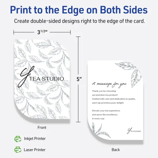 Avery Printable Leaf Flat Cards, 3-1/2" x 5", Matte White Cardstock, Print-to-The-Edge, Laser/Inkjet Printable, 40 Total, Great for Product Branding, Marketing, and More {6}