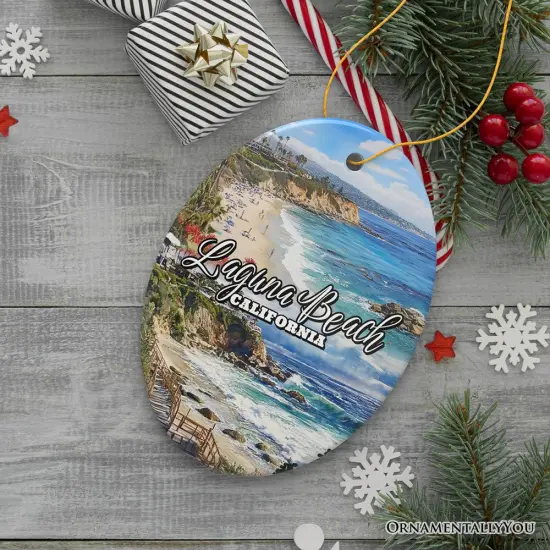 Laguna Beach Artistic Christmas Ornament, California Coastal Seaside Souvenir and Gift {1}