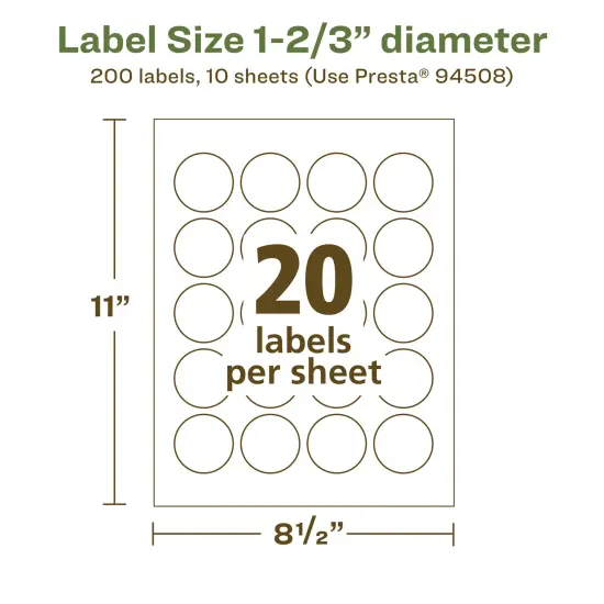 Avery Recycled Matte White Labels,1-2/3" diameter Round {5}
