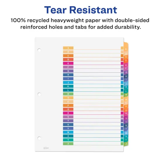 Avery Eco-Friendly Ready Index A-Z Dividers for 3 Ring Binders, 26-Tab Sets, Multicolor, 2 Binder Divider Sets (01739) {5}