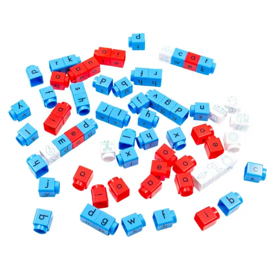 Junior Learning: Rainbow Phonics - CVC Blox Set - 70 Color-Coded Blocks, Children's Build & Learn Set, Consonants, Turnable Short Vowels, Picture Blox {4}