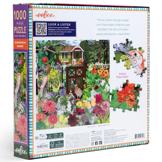 eeBoo Piece & Love: Scandinavian Garden - 1000 Piece Puzzle - Adult Square Jigsaw, 23x23", Includes Image Reference Insert, Glossy High-Quality Pieces {3}