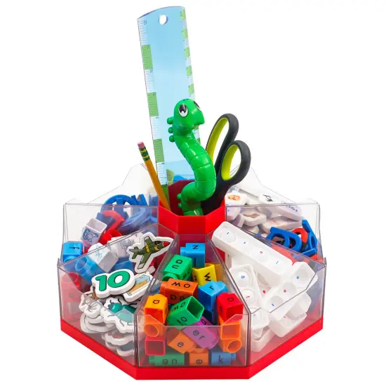 Junior Learning: Classroom Caddie - Red - 360 Spinning Class & Desk Organizer, Holds 8 Removable Compartment Trays, Store Art & Writing Supplies {3}