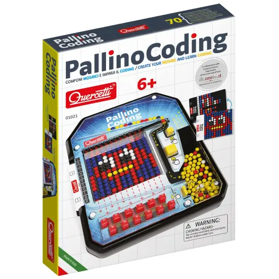 Quercetti: Pallino Coding - Create-Your-Own Mosaic w/ Colored Balls, STEM Game Activity Toy, Design Cards, Learn Programming Basics-Patterns, Kids 6+ {1}