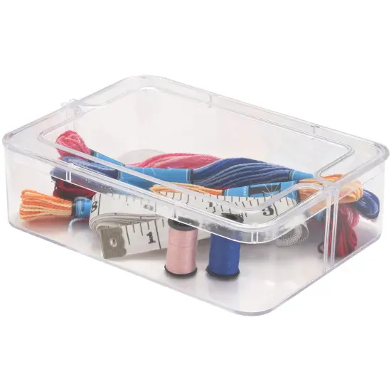 Pioneer Plastics 030C Clear Small Rectangular Plastic Container, 5.4375" W x 4" D x 1.5" H {3}