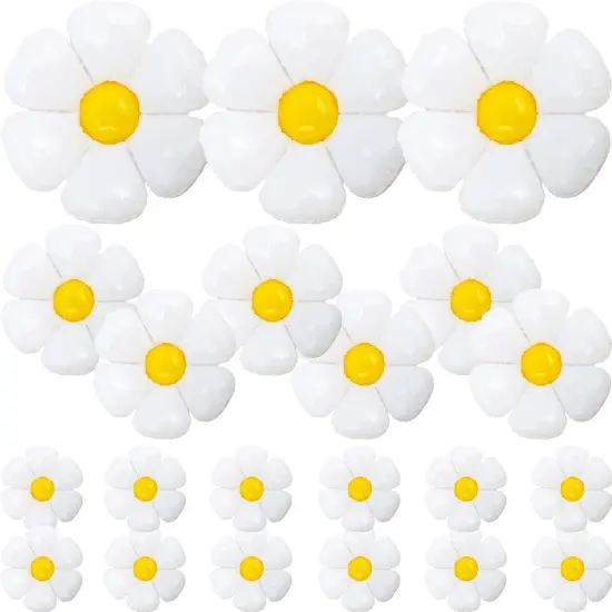 21Pcs Daisy Balloons White Flower Daisy Foil Mylar Balloons Daisy Party Decorations for Birthday Wedding Baby Shower Party Supplies(Huge Balloon X 3, Medium X 6, Small X 12） {1}