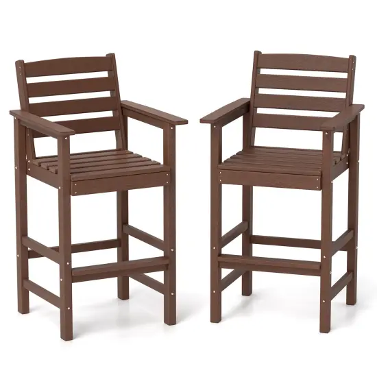 Set of 2 Patio HDPE Adirondack Bar Chairs with Wide Armrests and Inclined Backrest Perfect for Outdoor Use Navy {7}