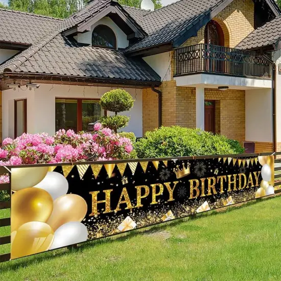 Large Happy Birthday Yard Banner, Happy Birthday Backdrop Banner, Happy Birthday Banner Sign, Happy Birthday Party Decorations Supplies (79 x 16in) (Birthday) {5}