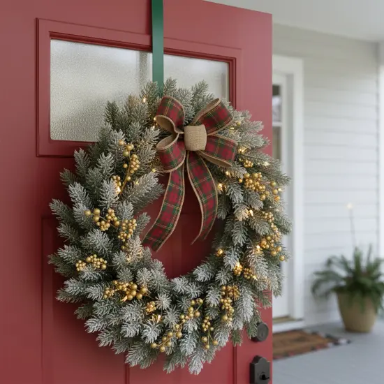 Northlight 14" Green Over the Door Christmas Wreath Hanger {4}