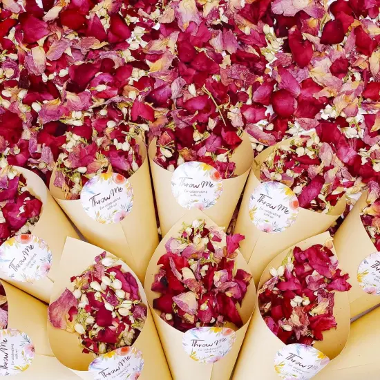 20+ Cups Mix Real Rose Petals Biodegradable Wedding Confetti, 2 QT of Pink Red Flower Jasmine for Ctaft Proposal Party Decor Flower Girls, Bath salt Candle Soap Making {1}