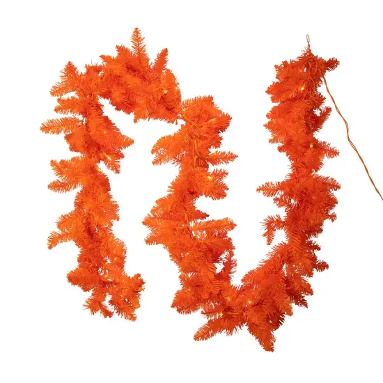 Kurt Adler 9 Foot Pre-Lit Orange Garland {2}