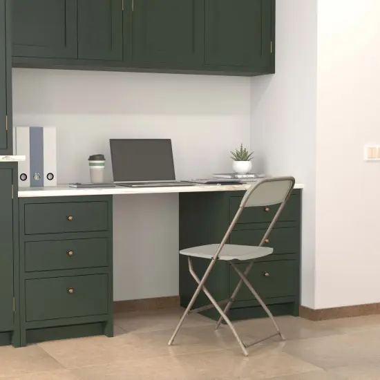 Emma and Oliver Set of 6 Stackable Folding Plastic Chairs - 650 LB Weight Capacity Blue {7}