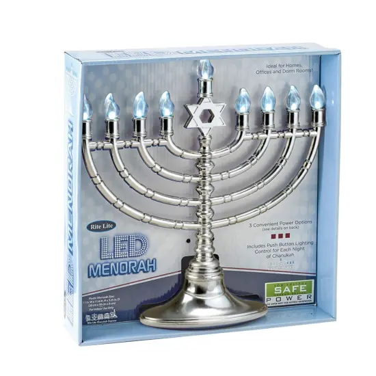Rite Lite 11.5" Silver and Blue Traditional LED Electric Hanukkah Menorah {6}