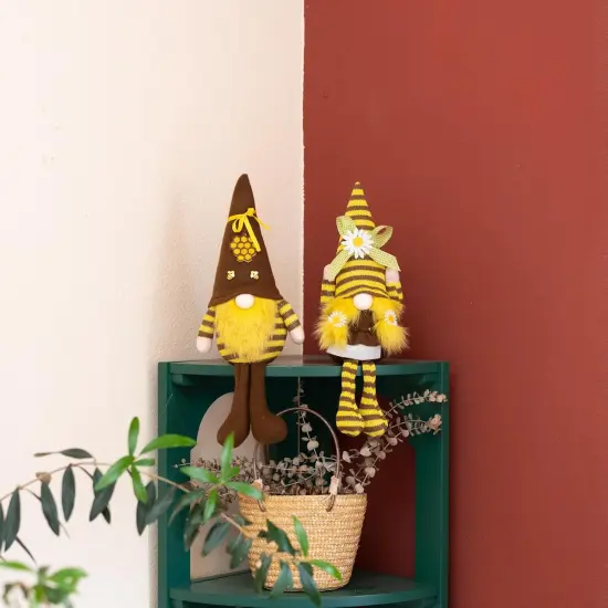 Large Bumble Bee Gnomes Plush - Handmade Honey Bee Swedish Dwarf Doll Spring Home Decor, Farmhouse Kitchen Party Ornaments World Bee Day Decorations Gifts {3}