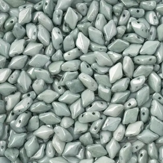 Matubo 2-Hole Czech Glass Opaque Luster Gemduo Beads, 50g Green {1}