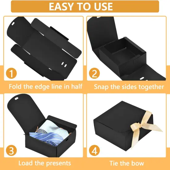 12pack Small Gift Boxes with Lids for Presents, 4.5''x4.5''x2'' Black Gift Boxes with Ribbons, Party Gift Boxes for Packaging Wedding, Present, Birthday, Holiday, Galentine's Day {5}