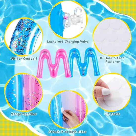 Hello Summer Floating Pool Letters Summer Party Decoration Inflatable Floats Letters Decoration Surfboard Hawaiian Luau Inflatable Signs with 4 Beach Balls {3}