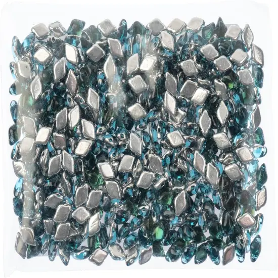 Matubo 2-Hole Czech Glass Backlit Gemduo Beads, 50g Aquamarine Menthol {2}