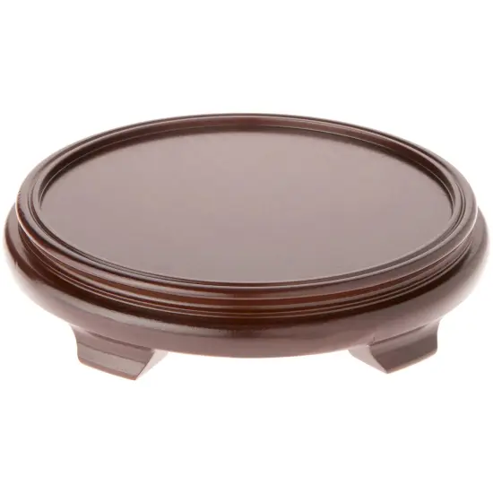 Plymor Walnut Round Wood Veneer Footed Display Base, 11.75" W x 11.75" D x 2.25" H (10" Display Diameter) {1}