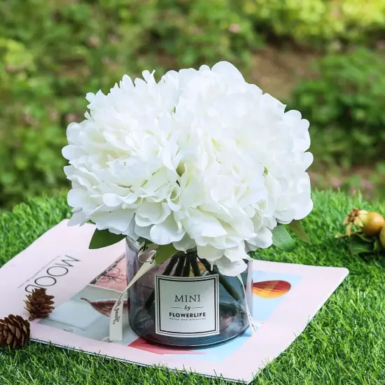 Artificial Hydrangea and Glass vase Decoration, Ins Style Artificial Flower Glass Bottle Set {2}