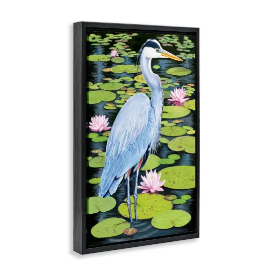 Stupell Industries Heron Among Pond Lilies Floating Frame Design by Rosiland Solomon {3}