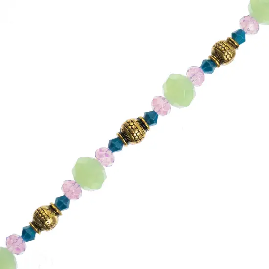 Crystal Lane DIY 7" Mixed Designer Glass Bead Mix Strand Light Green Mix {1}