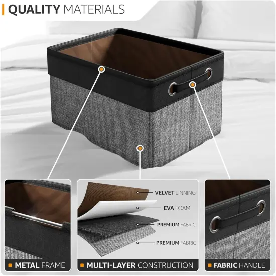 Fabric Storage Cubes 15 Inch- Big Sturdy Collapsible Canvas Storage Bins with Dual Handles {4}