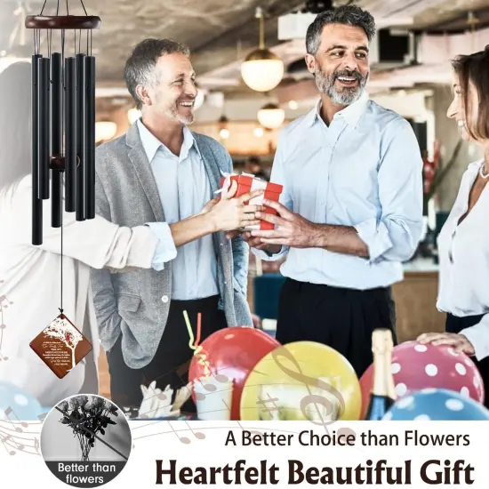 Memorial Wind Chimes for Loss of Loved One, 36" Sympathy Gifts for Loss of Dad Father Brother Friends, Bereavement Outdoor Classic Black Windchimes Suitable for Garden, Patio Decoration {4}