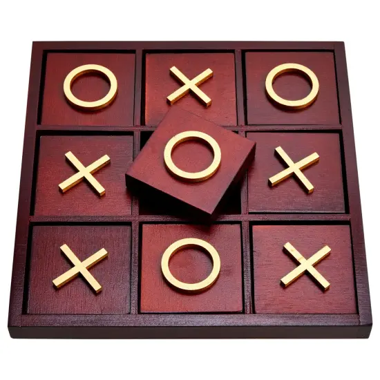9.5-inch Wooden Tic Tac Toe Game, Decorative Coffee Table Games for Adults and Family Activities {1}