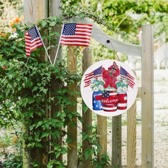 4th of July Welcome Front Door Sign Patriotic Door {4}