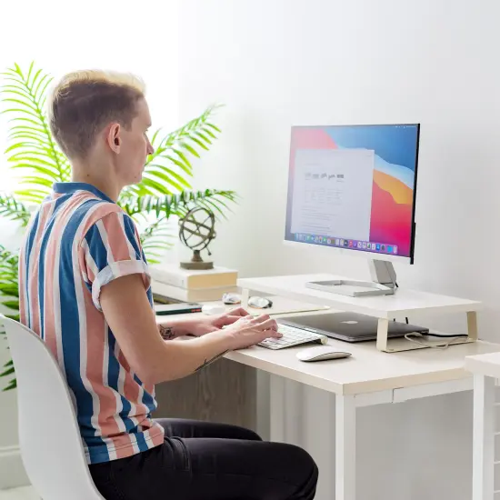 IRIS USA 1 Tier Computer Monitor Stand for Desk White {4}