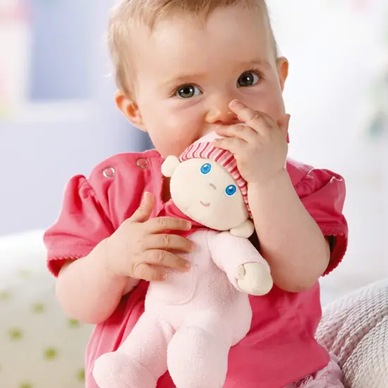 HABA Doll Snug Up Luisa 8" My First Baby Doll, Machine Washable & Safe for Birth & Up, Newborn Toys for Baby Shower Gifts Multicolor {3}