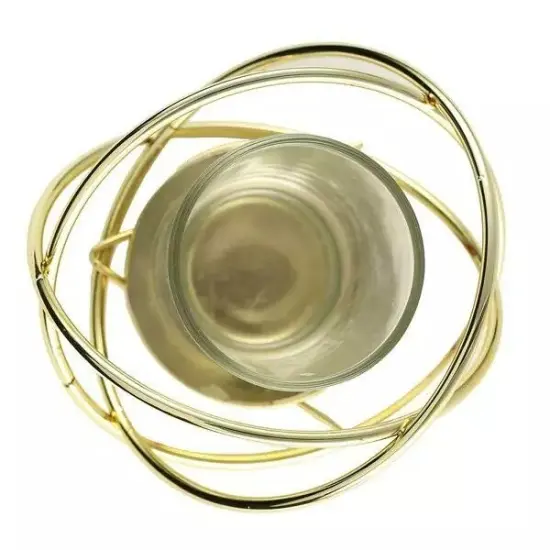 3 Gold 3-Inch Geometric Metal VOTIVE CANDLE HOLDERS Flower Vases Party Supplies {1}