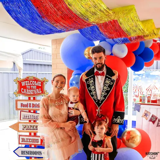 XtraLarge Red Gold Blue Ceiling Fringe Curtain - 1x15 Feet, Pack of 3 Party Decorations {4}