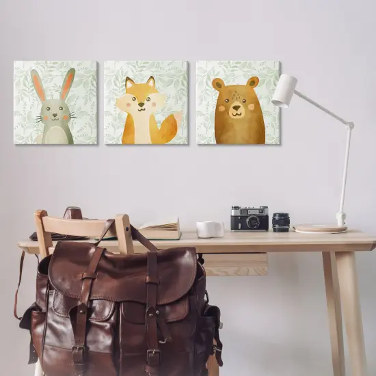 Stupell Industries Joyful Woodland Animals 3pc Canvas Set Design by Kim Allen {2}