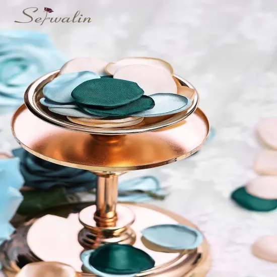 300Pcs Silk Rose Petals Flower Petals for Christmas Weddings Proposal Green Gold Petals Flower Girl Petals Aisle Flower Girl Basket Runner Bridal Shower Table Decor {4}