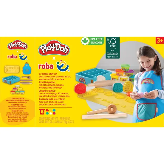 Play-Doh: Creative Playset - All Inclusive Clay Art Set, (6) 1oz Play-Doh Containers, Storage Box, Apron, 3pc Wooden Tools, 3D Silicone Mat, Kids 3+ {4}
