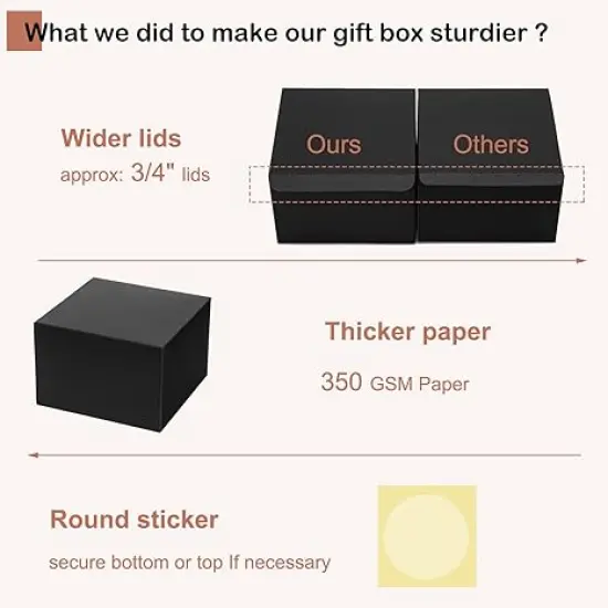 Black Gift Boxes with Lids 6x6x4 Inches 10 Pack Groomsmen Proposal Cardboard Craft Small Gift Box for Christmas, Wedding, Graduation, Holiday, Birthday Presents Packaging {3}