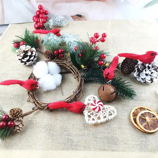 20PCS Christmas Mini Cardinal Clip on Tree Ornaments Bird Decorations, Artificial Red Cardinal Birds Ornament with Metal Clip {4}