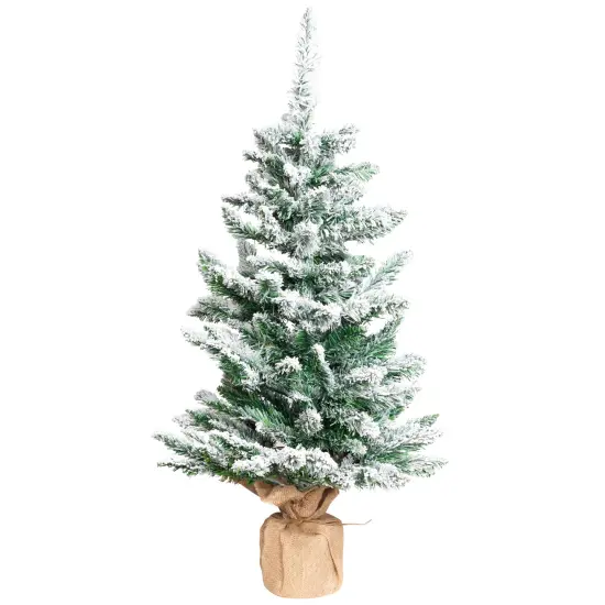 Northlight Frosted Pine Artificial Christmas Tree in Burlap Base - 3' - Unlit Green {3}
