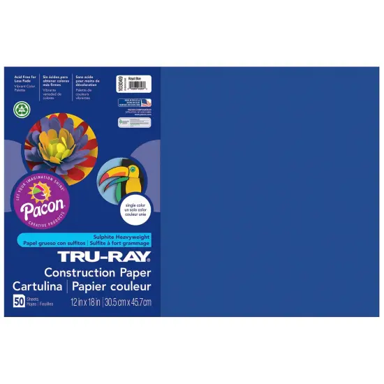 Construction Paper, Royal Blue, 12" x 18", 50 Sheets {1}