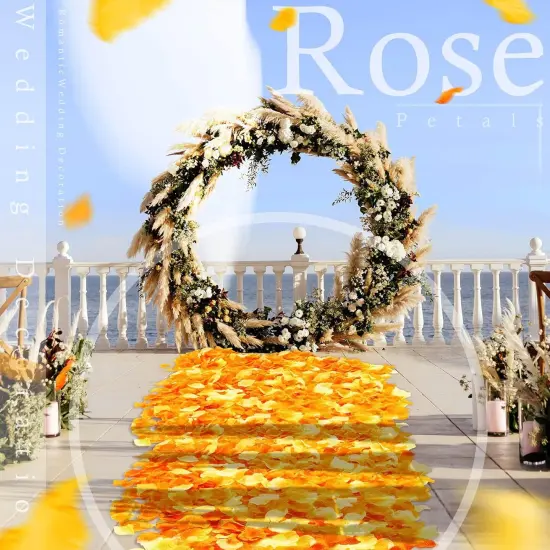 2000 Pcs Orange Yellow Rose Petal for Wedding Decorations Fake Silk Rose Flower Petals Artificial Rose Petals {3}